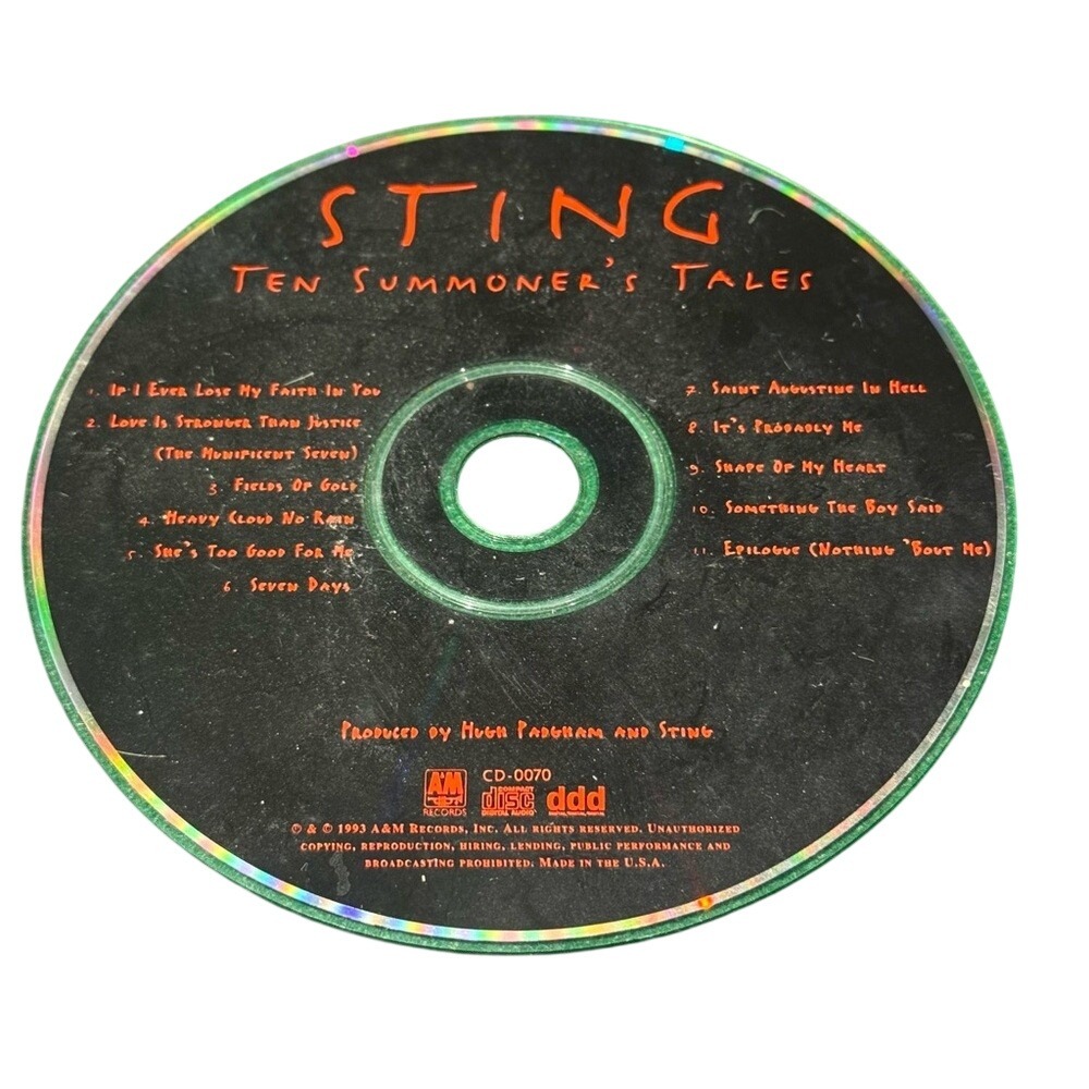 Sting Ten Summoner's Tales CD 1993 A&M Records CD-0070 Tested Works Pop Rock